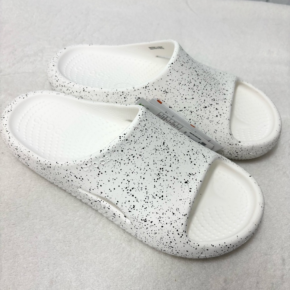 CROCS‎ Mellow Recovery Speckle White and Black Slide Sandal W8 / M6